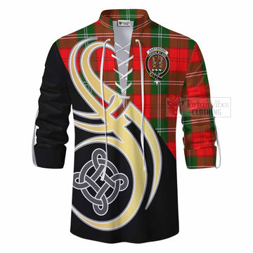 Gartshore Tartan Ghillie Kilt Shirt with Family Crest and Celtic Symbol Style - Tartan Vibes Clothing