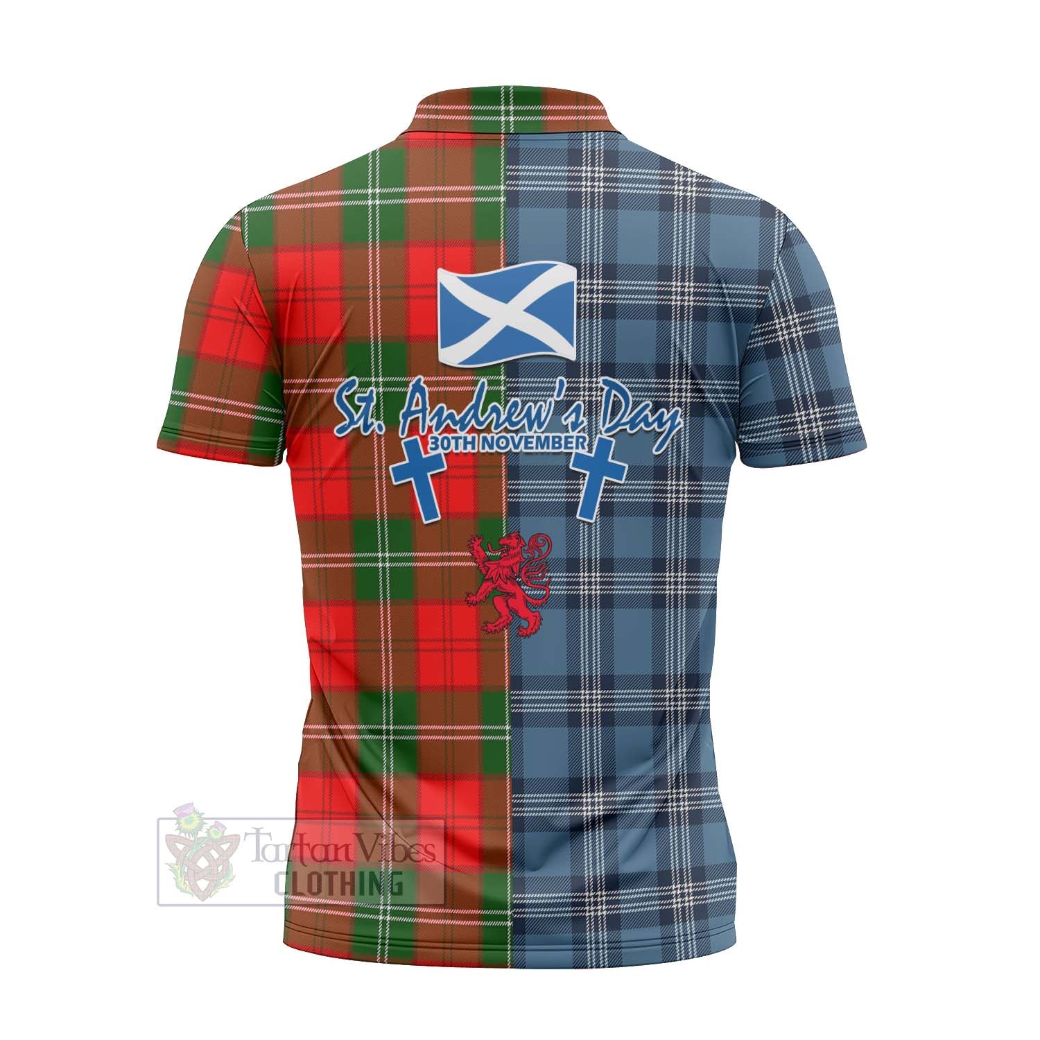 Gartshore Tartan Zipper Polo Shirt Happy St. Andrew's Day Half Tartan Style - Tartan Vibes Clothing