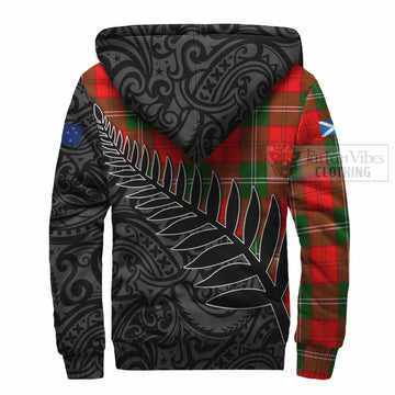 Gartshore Crest Tartan Sherpa Hoodie with New Zealand Silver Fern Half Style - Tartan Vibes Clothing