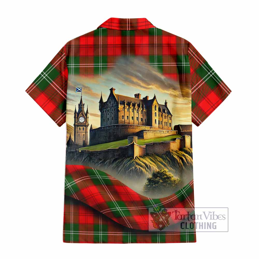 Gartshore Tartan Family Crest Hawaiian Shirt with Scottish Ancient Castle Style - Tartan Vibes Clothing