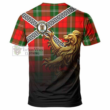Gartshore Crest Tartan T-Shirt with Golden Lion Emblem Celtic Style