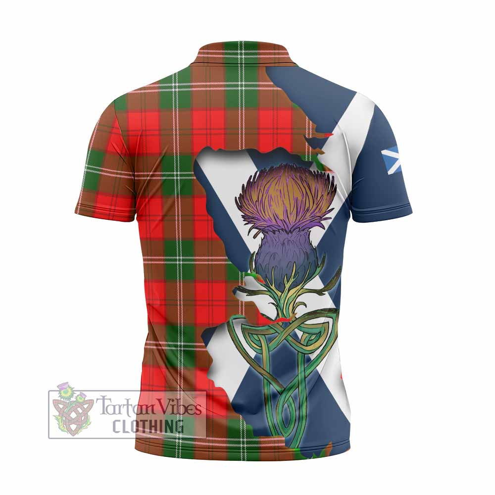 Gartshore Tartan Family Crest Zipper Polo Shirt Scottish Thistle Celtic Inspired - Tartan Vibes Clothing