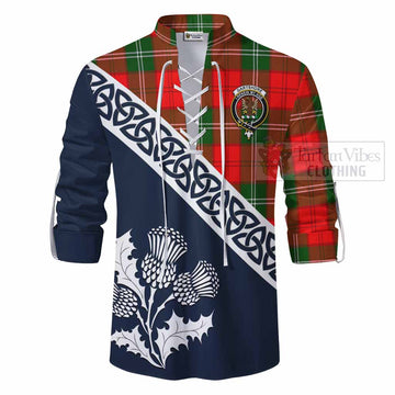 Gartshore Tartan Ghillie Kilt Shirt Featuring Thistle and Scotland Map - Tartan Vibes Clothing