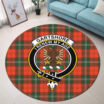 Gartshore Tartan Round Rug with Family Crest - Tartan Vibes Clothing