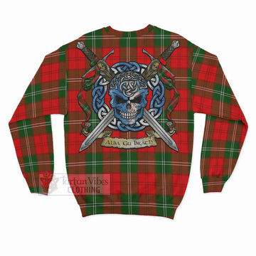 Gartshore Tartan Sweatshirt with Family Crest Celtic Skull Style - Tartan Vibes Clothing