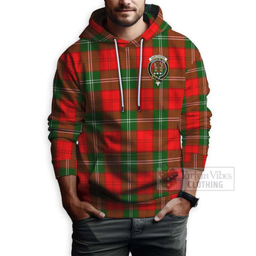 Gartshore Tartan Hoodie with Family Crest and Bearded Skull Holding Bottles of Whiskey - Tartan Vibes Clothing