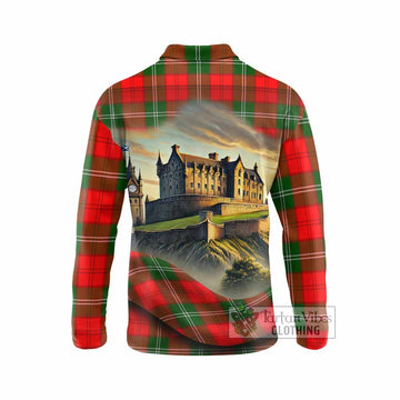 Gartshore Tartan Family Crest Long Sleeve Polo Shirt with Scottish Ancient Castle Style - Tartan Vibes Clothing