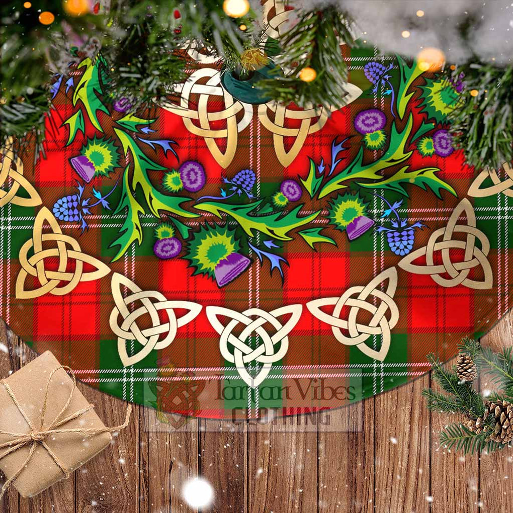 Tartan Vibes Clothing Gartshore Tartan Christmas Tree Skirt with Thistle Celtic Knot Style