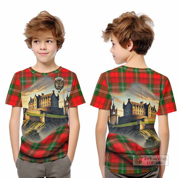 Gartshore Tartan Family Crest Kid T-Shirt with Scottish Ancient Castle Style - Tartan Vibes Clothing
