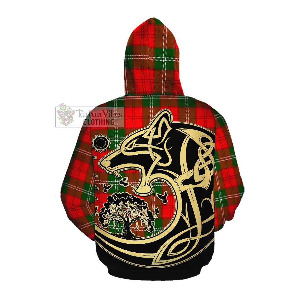 Gartshore Tartan Cotton Hoodie with Family Crest Celtic Wolf Style Pullover Hoodie - Tartan Vibes Clothing