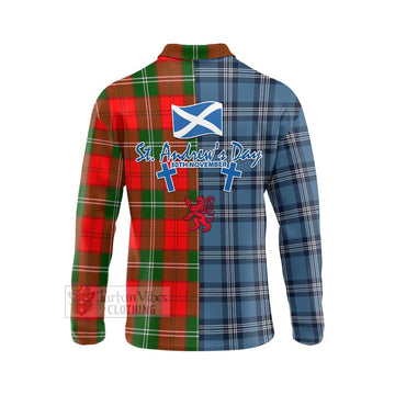 Gartshore Tartan Long Sleeve Polo Shirt Happy St. Andrew's Day Half Tartan Style - Tartan Vibes Clothing