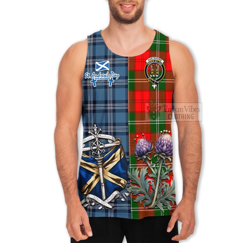 Gartshore Tartan Men's Tank Top Happy St. Andrew's Day Half Tartan Style - Tartan Vibes Clothing