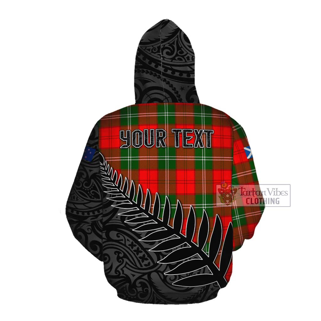 Tartan Vibes Clothing Gartshore Crest Tartan Cotton Hoodie with New Zealand Silver Fern Half Style