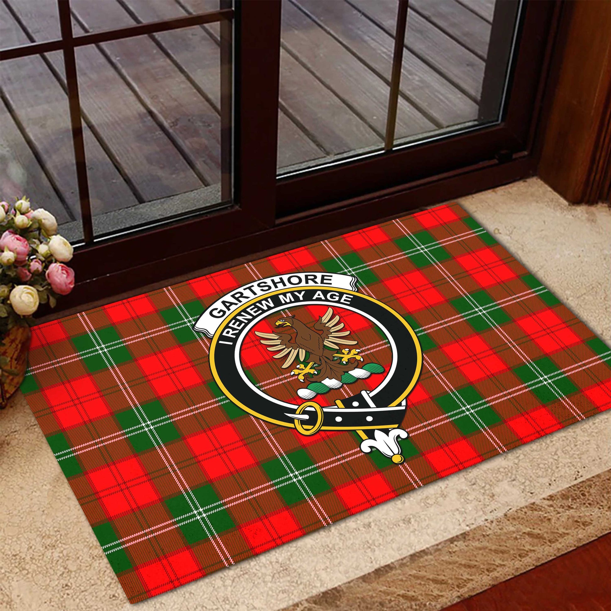Gartshore Tartan Rubber Doormat with Family Crest - Tartan Vibes Clothing