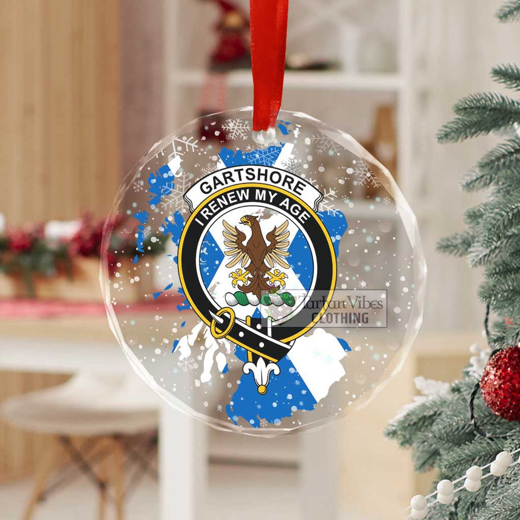 Gartshore Clan Crest Christmas Glass Ornament with Scotland Map - 2D-tartanvibesclothing