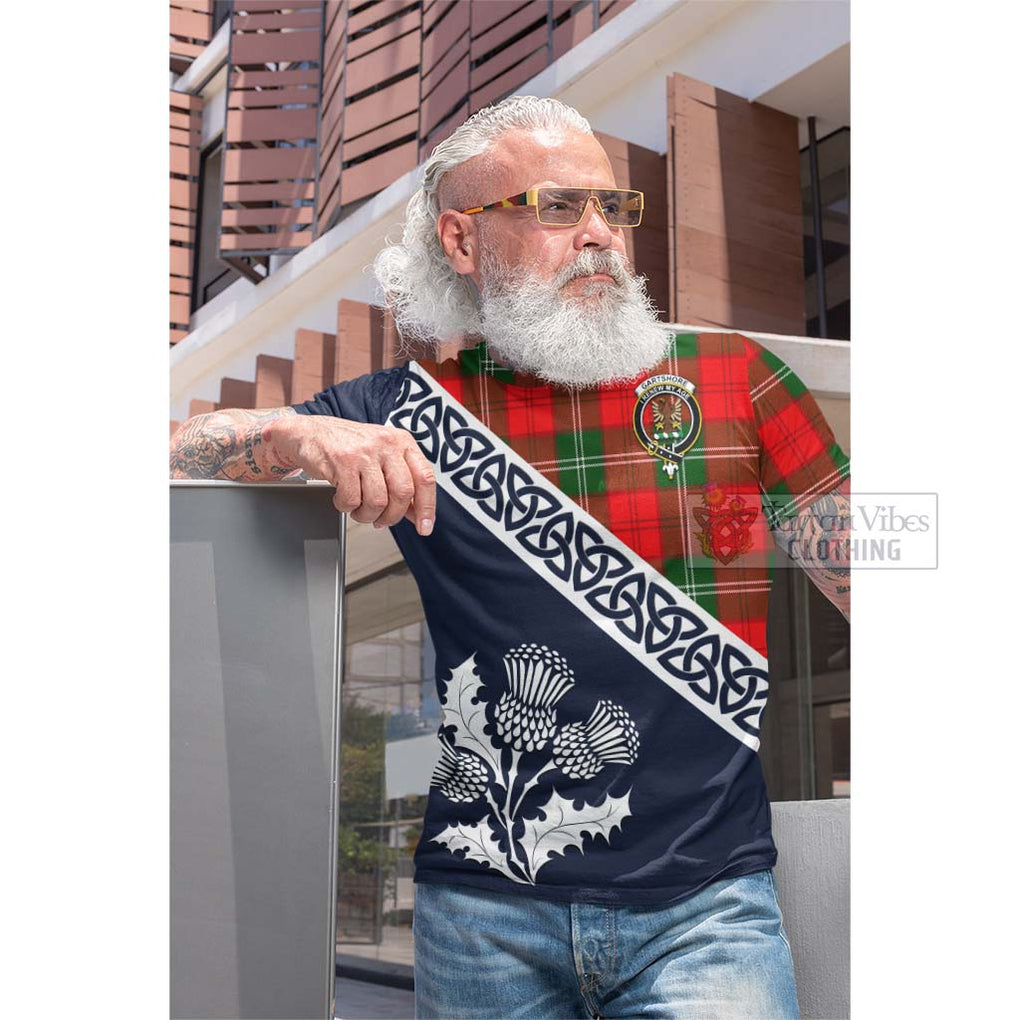 Gartshore Tartan Cotton T-shirt Featuring Thistle and Scotland Map Men's Shirt - Tartan Vibes Clothing