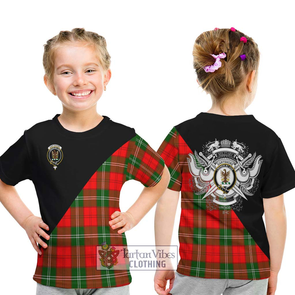 Gartshore Tartan Kid T-Shirt with Family Crest and Military Logo Style - Tartan Vibes Clothing