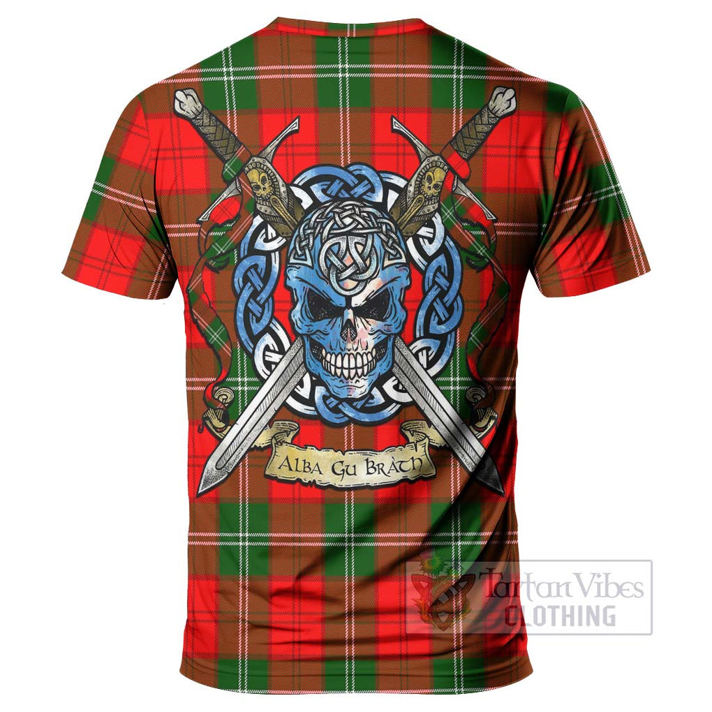 Tartan Vibes Clothing Gartshore Tartan T-Shirt with Family Crest Celtic Skull Style