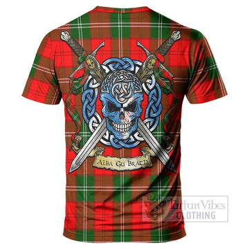 Gartshore Tartan T-Shirt with Family Crest Celtic Skull Style