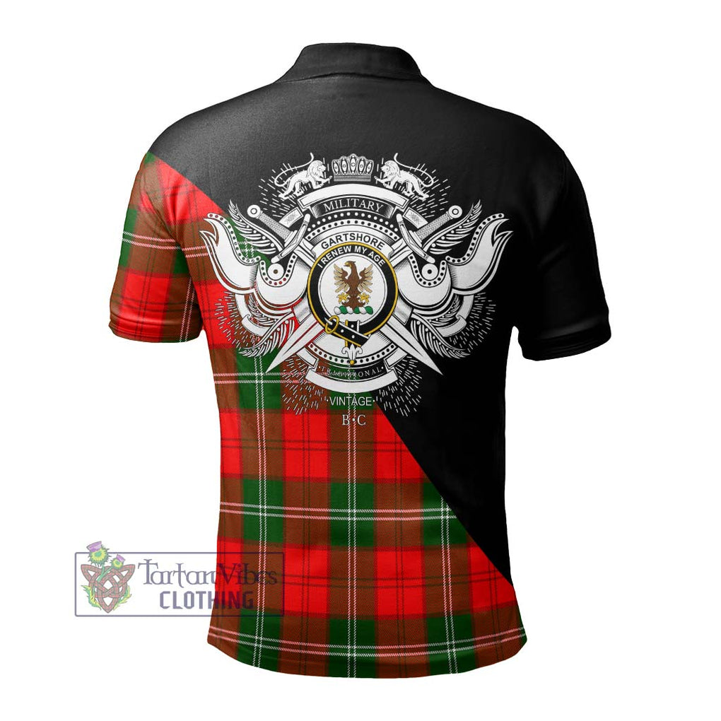 Gartshore Tartan Polo Shirt with Family Crest and Military Logo Style - Tartan Vibes Clothing