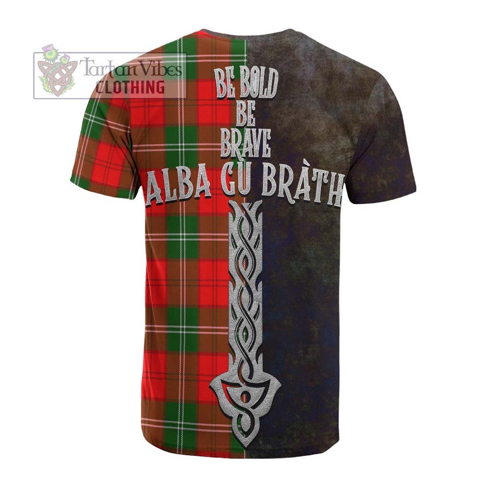 Gartshore Tartan Family Crest Cotton T-shirt Alba Gu Brath Be Brave Lion Ancient Style - Tartan Vibes Clothing