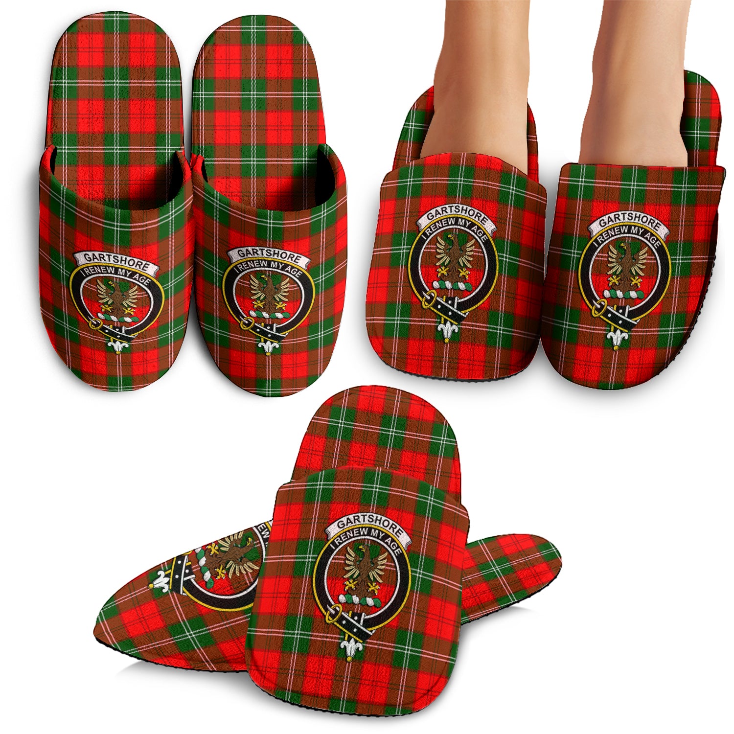 Gartshore Tartan Home Slippers with Family Crest - Tartan Vibes Clothing