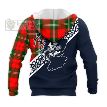 Gartshore Tartan Knitted Hoodie Featuring Thistle and Scotland Map - Tartan Vibes Clothing