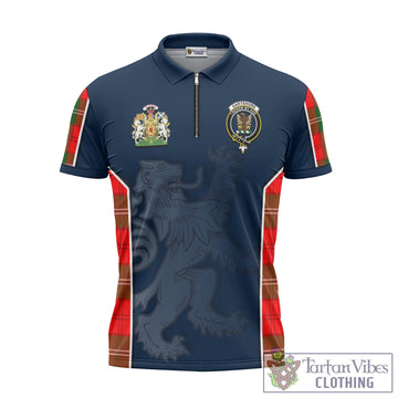 Gartshore Tartan Zipper Polo Shirt with Family Crest and Lion Rampant Vibes Sport Style