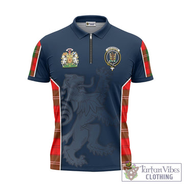 Gartshore Tartan Zipper Polo Shirt with Family Crest and Lion Rampant Vibes Sport Style - Tartan Vibes Clothing