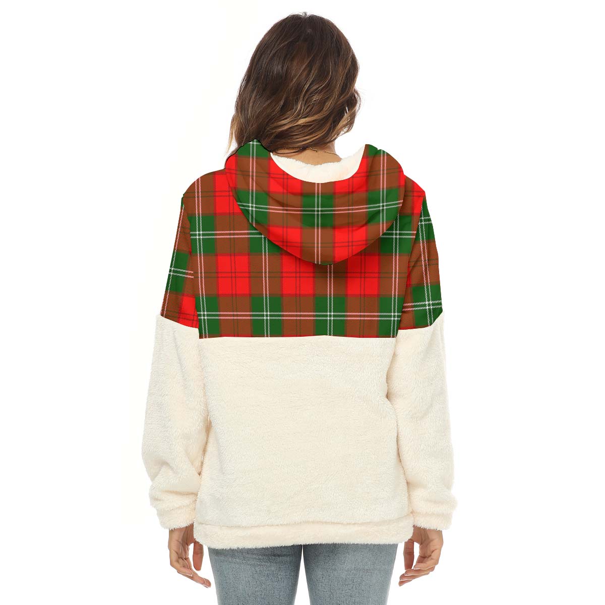 Gartshore Tartan Half Style Women's Borg Fleece Hoodie with Half Zip - Tartan Vibes Clothing