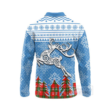 Gartshore Clan Christmas Long Sleeve Polo Shirt Celtic Reindeer Style - Tartan Vibes Clothing