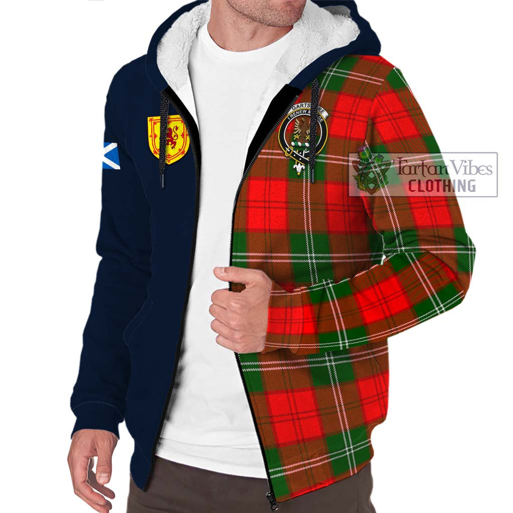 Gartshore Tartan Sherpa Hoodie Alba with Scottish Lion Royal Arm Half Style - Tartan Vibes Clothing
