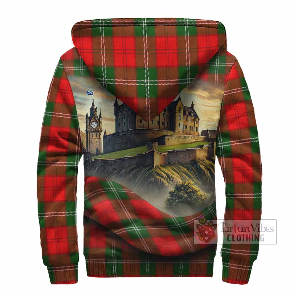Gartshore Tartan Family Crest Sherpa Hoodie with Scottish Ancient Castle Style - Tartan Vibes Clothing