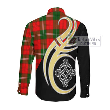 Gartshore Tartan Long Sleeve Button Shirt with Family Crest and Celtic Symbol Style Men's Shirt - Tartan Vibes Clothing