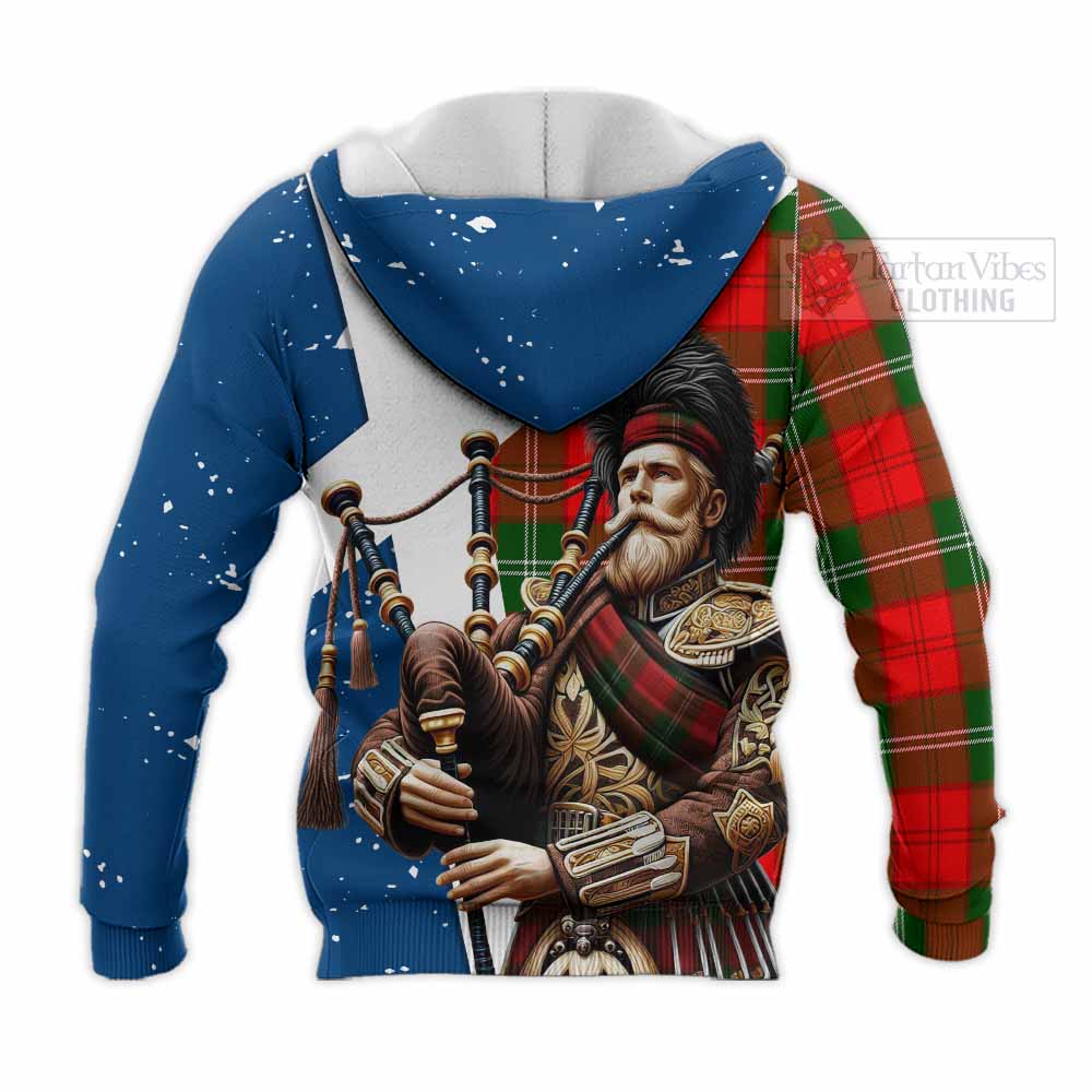 Gartshore Tartan Knitted Hoodie with Family Crest Scottish Bagpiper Vibes - Tartan Vibes Clothing