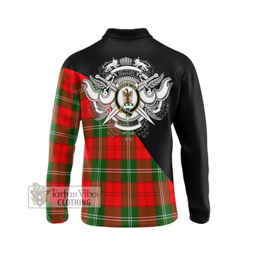 Gartshore Tartan Long Sleeve Polo Shirt with Family Crest and Military Logo Style - Tartan Vibes Clothing