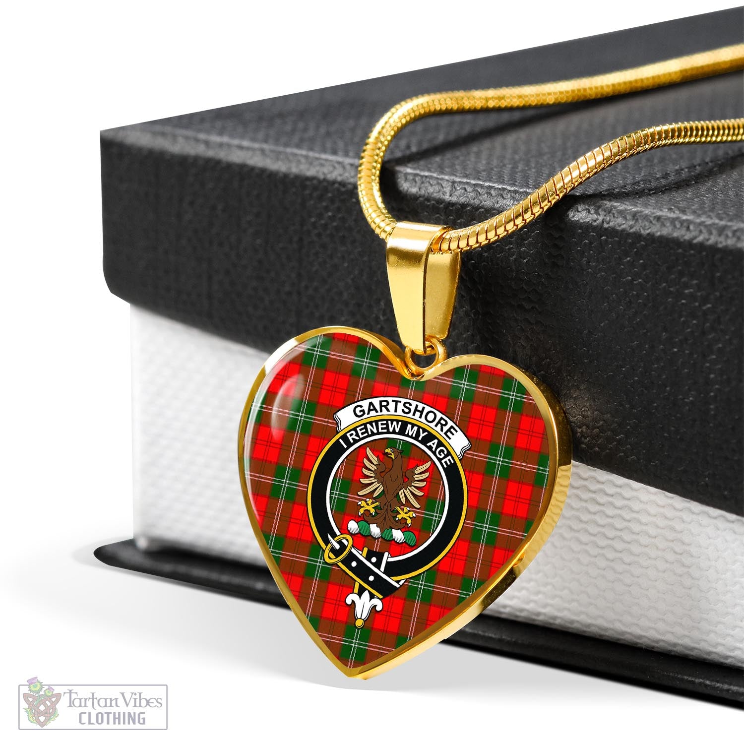 Gartshore Tartan Heart Necklace with Family Crest - Tartan Vibes Clothing