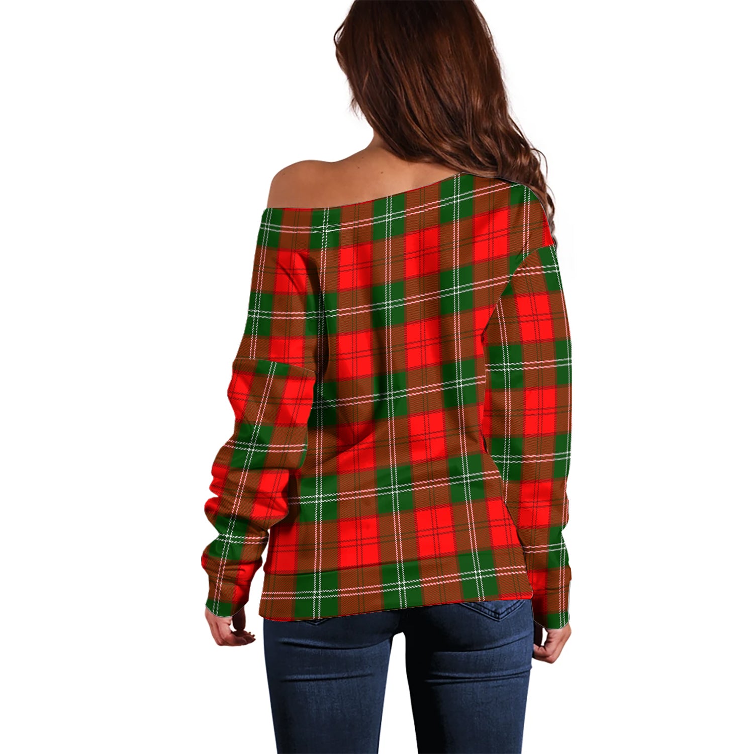 Gartshore Tartan Off Shoulder Women Sweater - Tartan Vibes Clothing