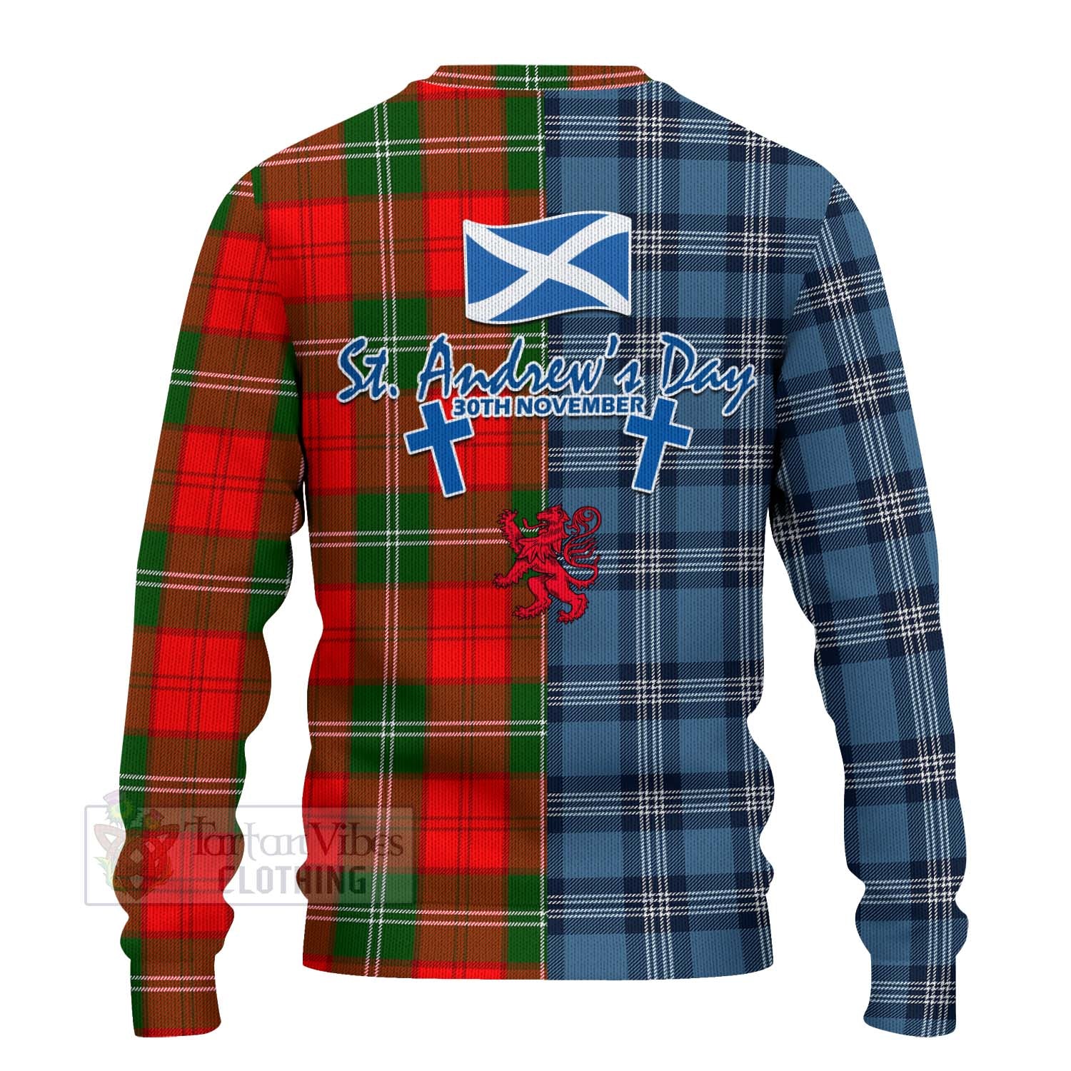 Gartshore Tartan Knitted Sweater Happy St. Andrew's Day Half Tartan Style - Tartan Vibes Clothing