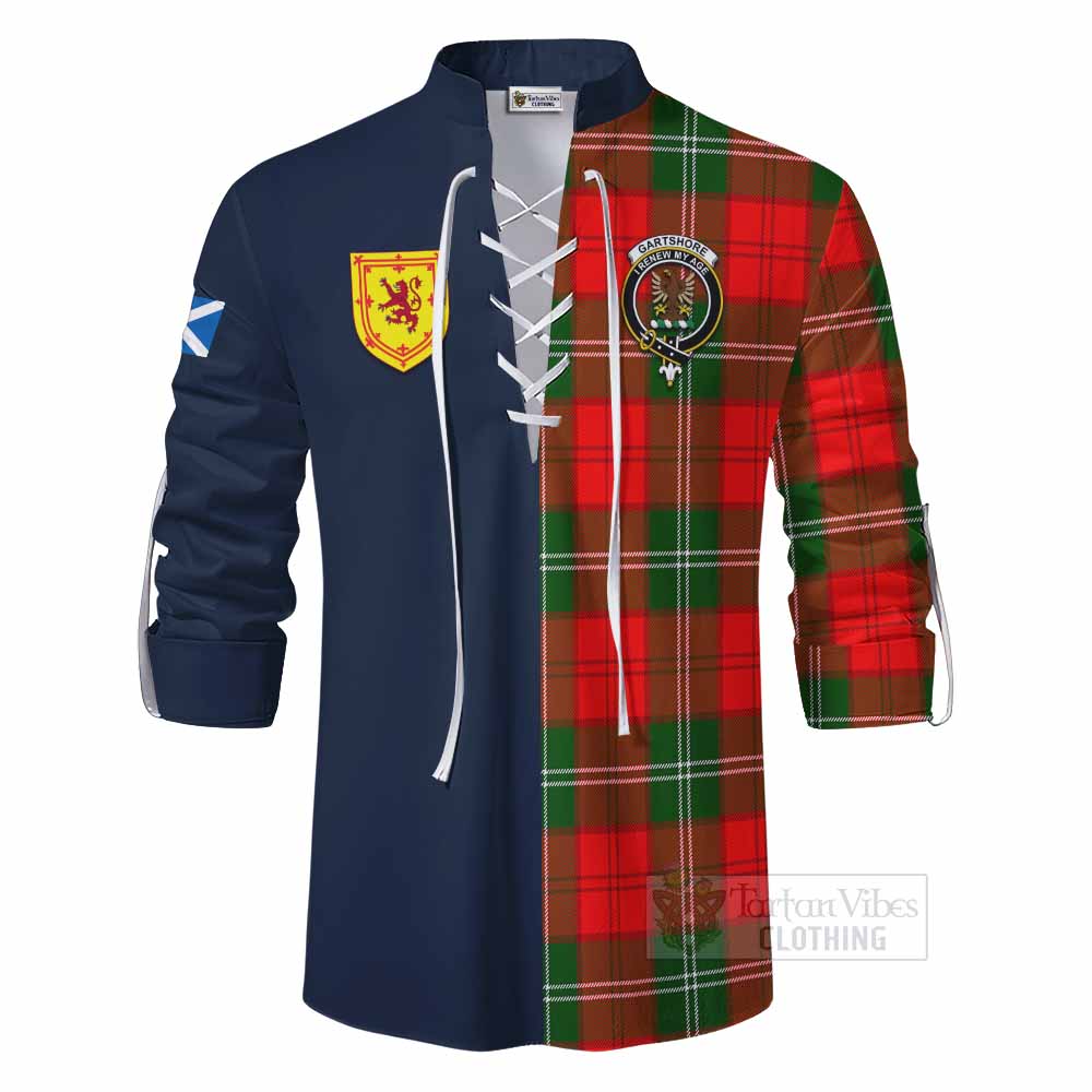 Gartshore Tartan Ghillie Kilt Shirt Alba with Scottish Lion Royal Arm Half Style - Tartan Vibes Clothing