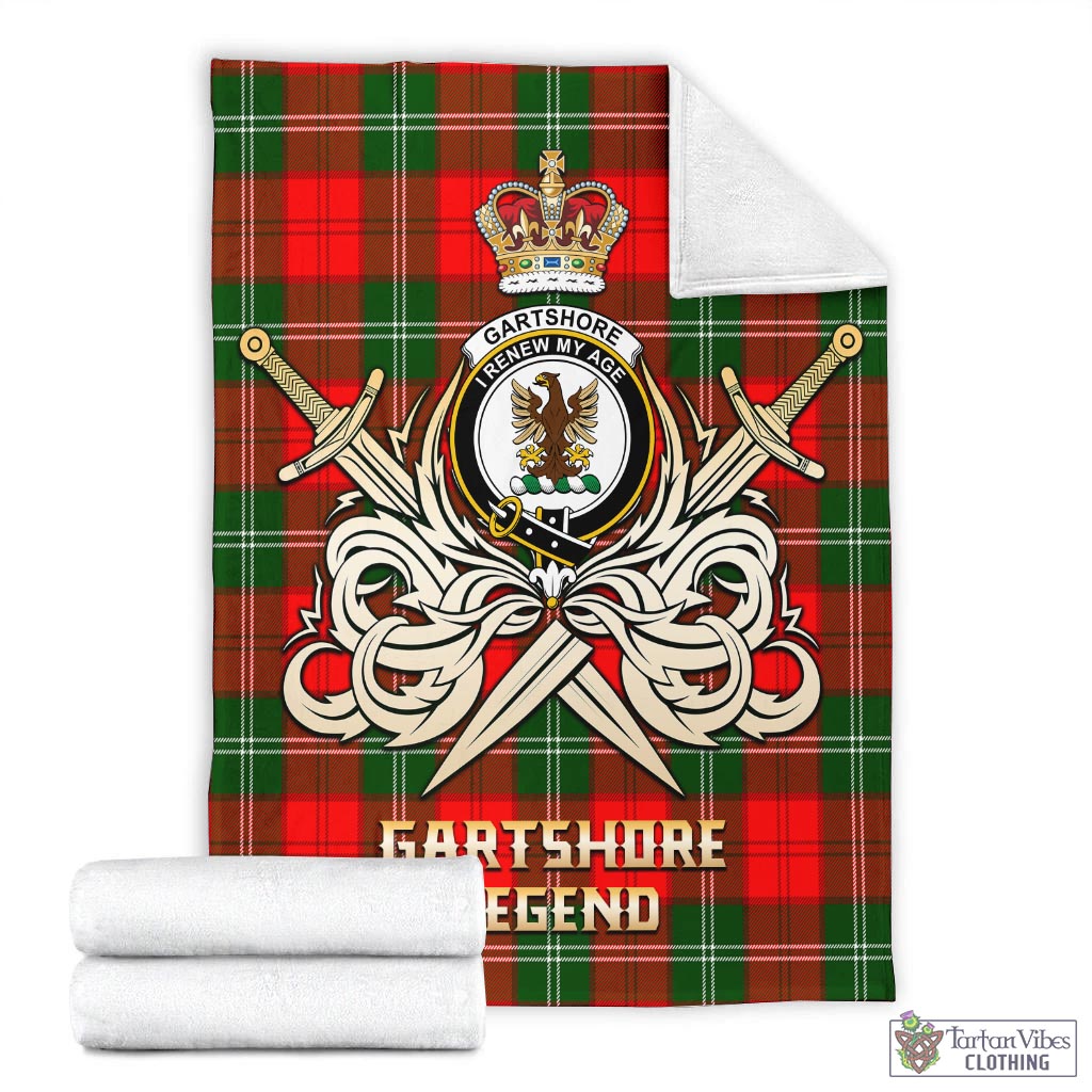 Gartshore Tartan Blanket with Clan Crest and the Golden Sword of Courageous Legacy - Tartan Vibes Clothing