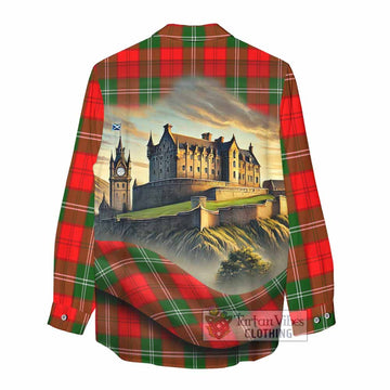 Gartshore Tartan Family Crest Women's Casual Shirt with Scottish Ancient Castle Style - Tartan Vibes Clothing