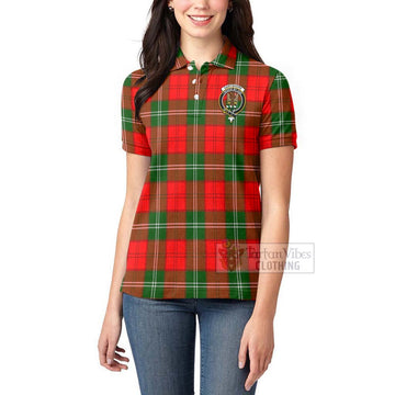 Gartshore Tartan Women's Polo Shirt with Family Crest Celtic Skull Style - Tartan Vibes Clothing