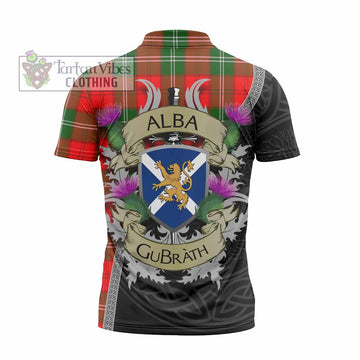 Gartshore Tartan Family Crest Zipper Polo Shirt Lion Rampant Royal Thistle Shield Celtic Inspired - Tartan Vibes Clothing