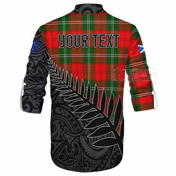 Tartan Vibes Clothing Gartshore Crest Tartan Ghillie Kilt Shirt with New Zealand Silver Fern Half Style