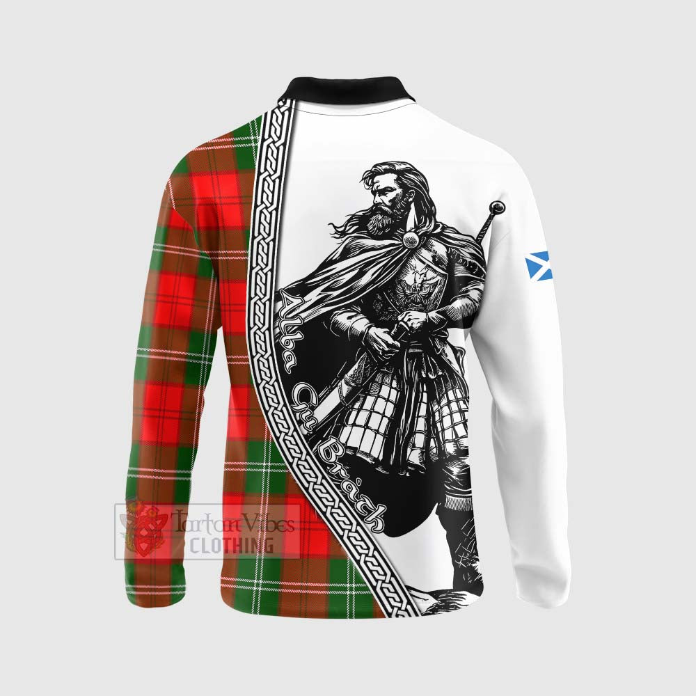 Gartshore Tartan Clan Crest Long Sleeve Polo Shirt with Highlander Warrior Celtic Style - Tartan Vibes Clothing