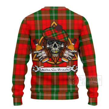 Gartshore Tartan Ugly Sweater with Family Crest and Bearded Skull Holding Bottles of Whiskey - Tartan Vibes Clothing