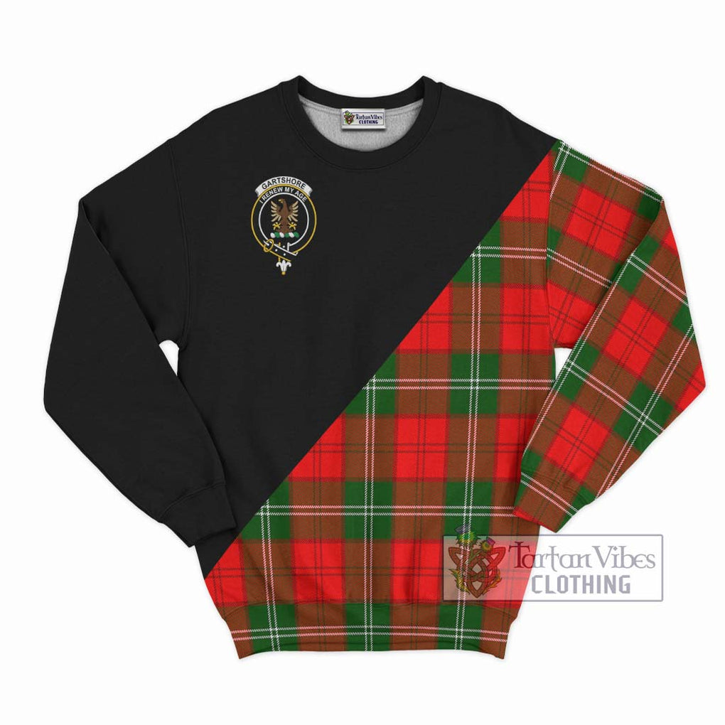 Gartshore Tartan Sweatshirt with Family Crest and Military Logo Style - Tartan Vibes Clothing