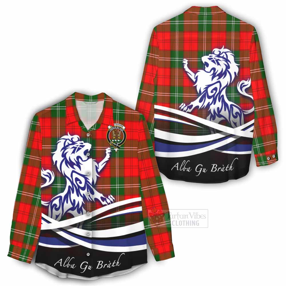 Gartshore Tartan Women's Casual Shirt with Alba Gu Brath Regal Lion Emblem - Tartan Vibes Clothing