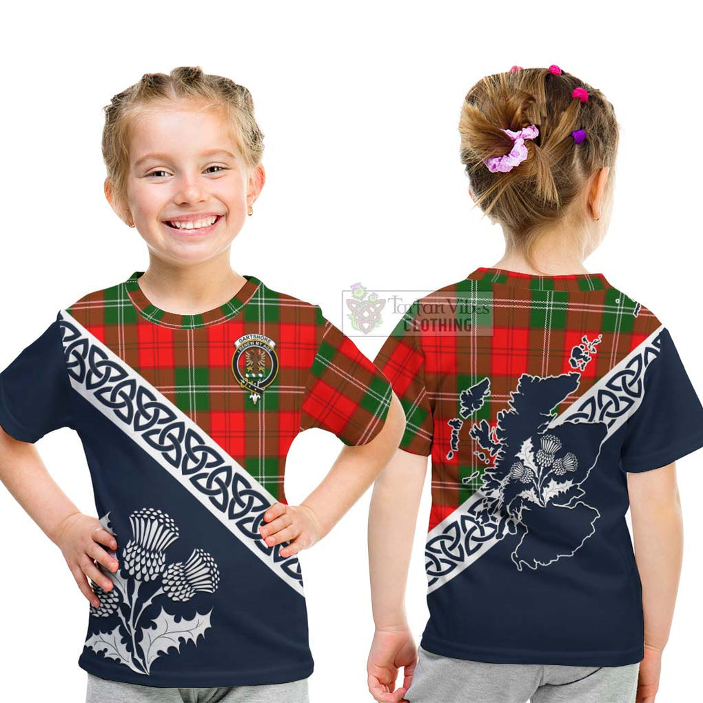 Gartshore Tartan Kid T-Shirt Featuring Thistle and Scotland Map - Tartan Vibes Clothing